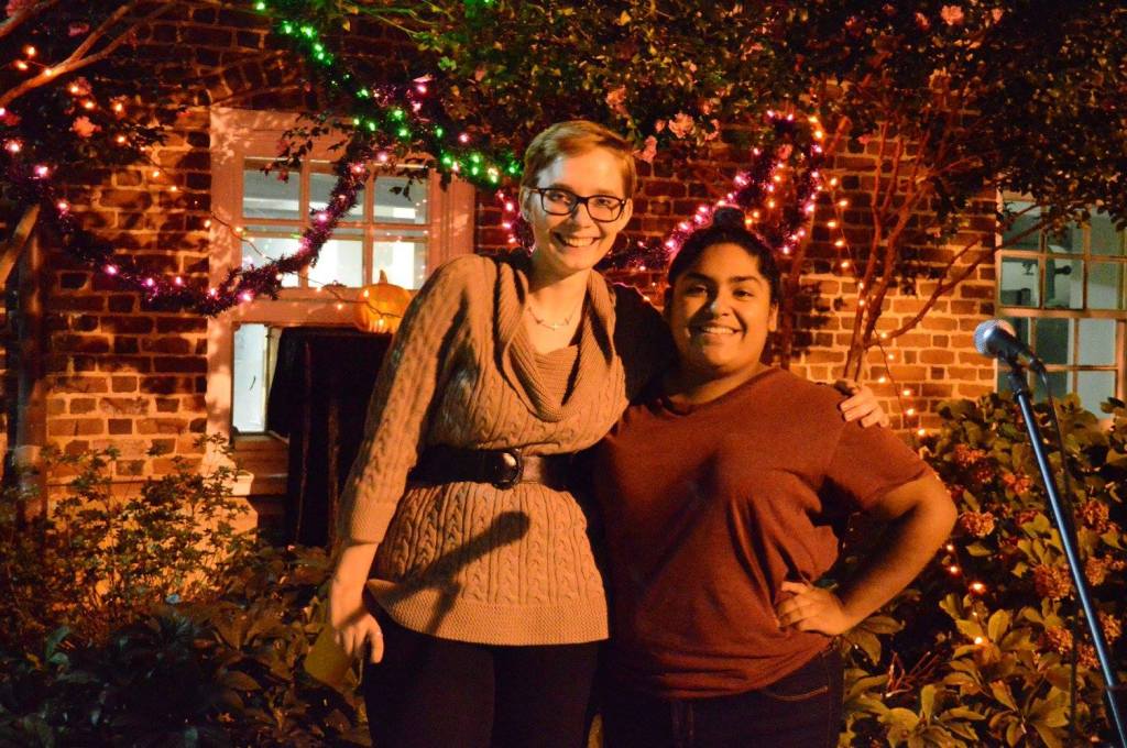 Editor-in-Chief Emily Ramser, C’17, congratulates Tolbert. Photo by Amanda Blount.