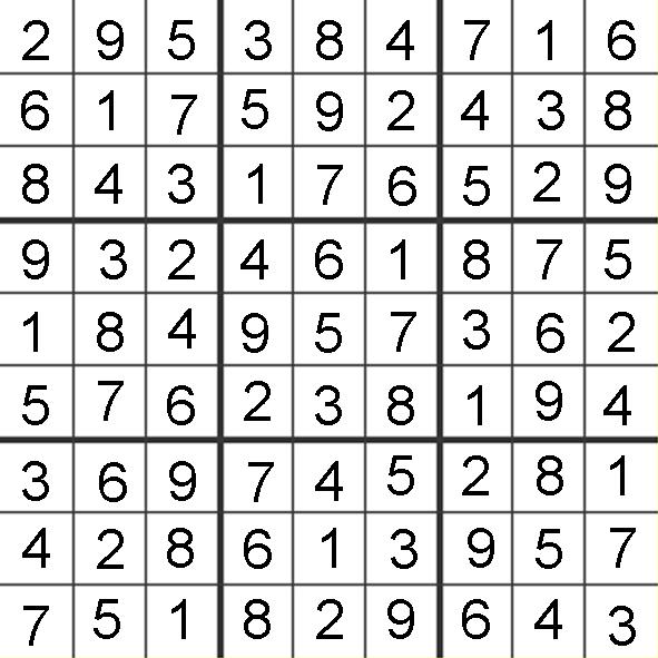 November Sodoku Solution